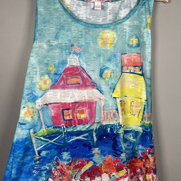 Leoma Lovegrove Happy Place Women’s M Hooded Cover Up Vented Sleeveless Beach - Picture 3 of 13